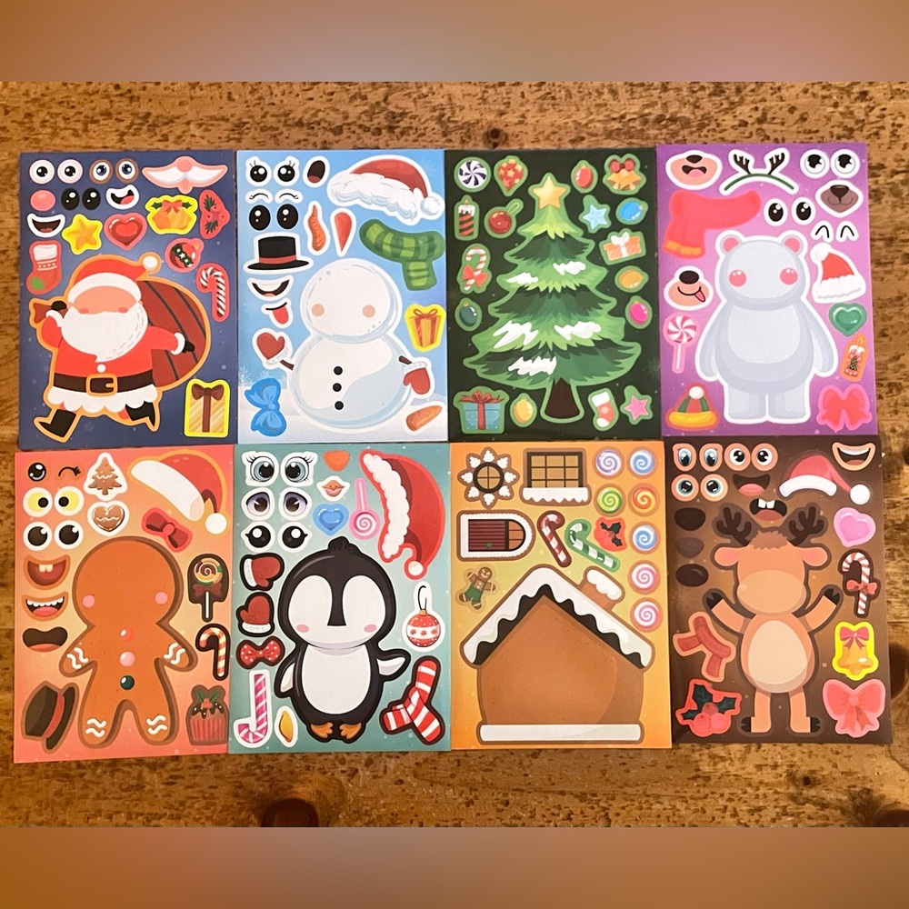 Christmas Sticker Set with Santa, Snowman, and More